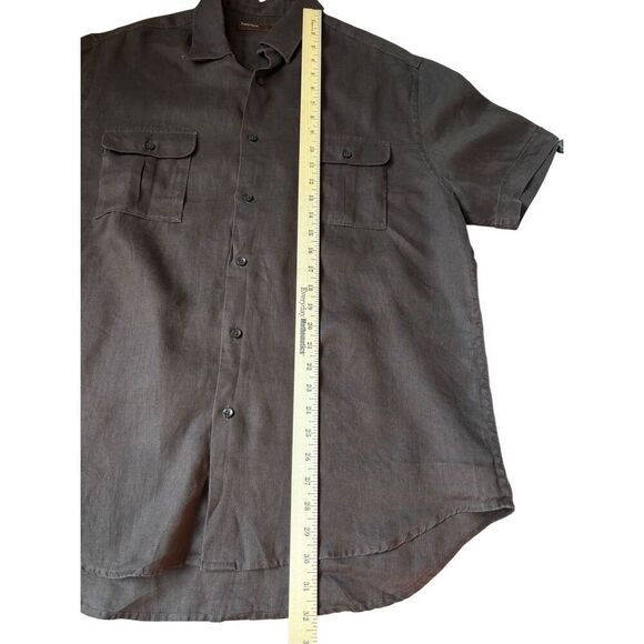 Perry Ellis Linen Button Down Shirt size XL Brown Unisex - Picture 5 of 6